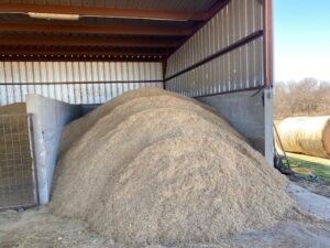 Pile of feed in barn