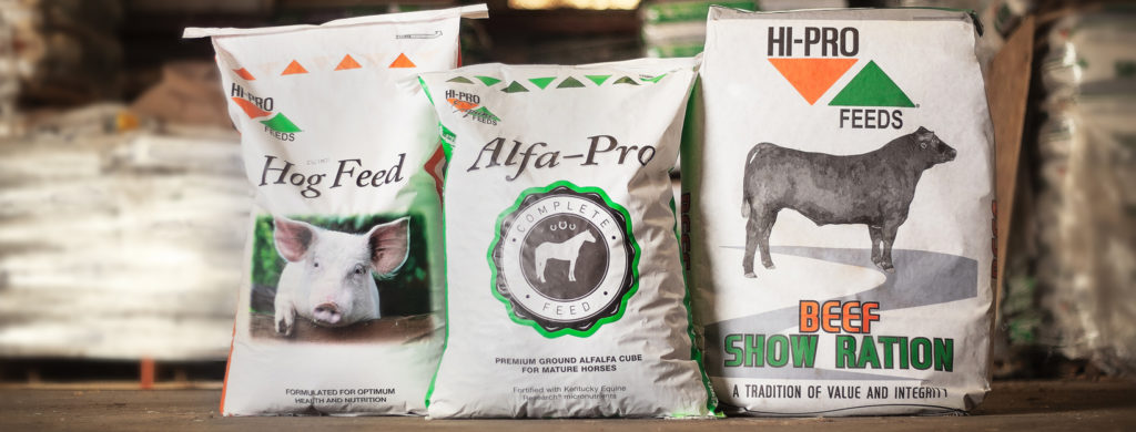 Hi-Pro Feeds feed bags in warehouse