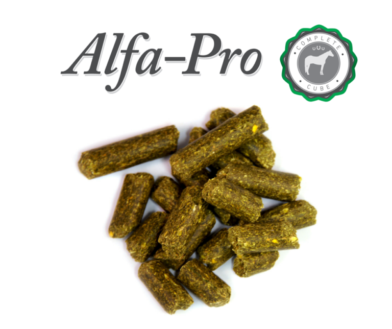 Alfa-Pro pellets on white background
