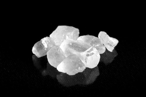 salt crystals on black background